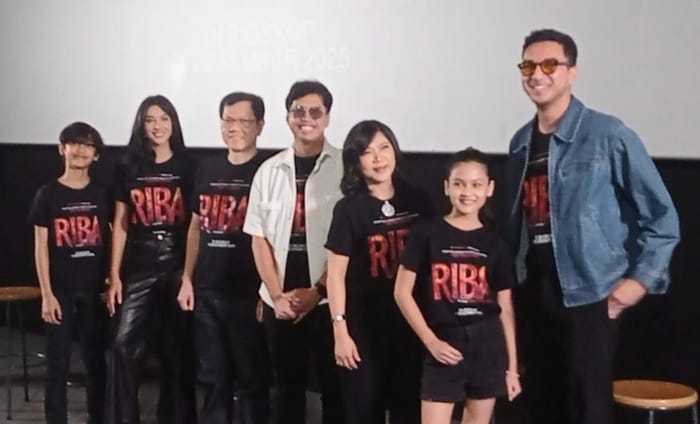 Verona Film saat menggelar jumpa pers perubahan judul film Getih Anak menjadi Riba di CGV Grand Indonesia Jakarta, Rabu (15/10/2025).