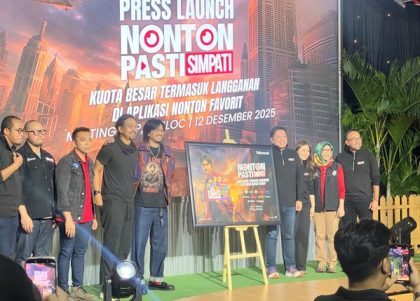 Peluncuran program Nonton Pasti SIMPATI di MBLOCK SPACE SIMPATI, Melawai, Jakarta Selatan, Jumat (12/12/2025).