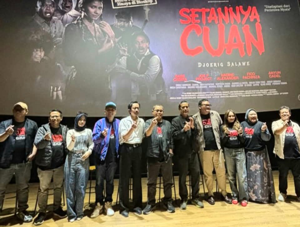Peluncuran poster film, trailer dan Original Sound Track (lagu) film Setannya Cuan di CGV FX Senayan, Jakarta, Jumat (23/1/2026). (Foto - Kojek Rapper Betawi)