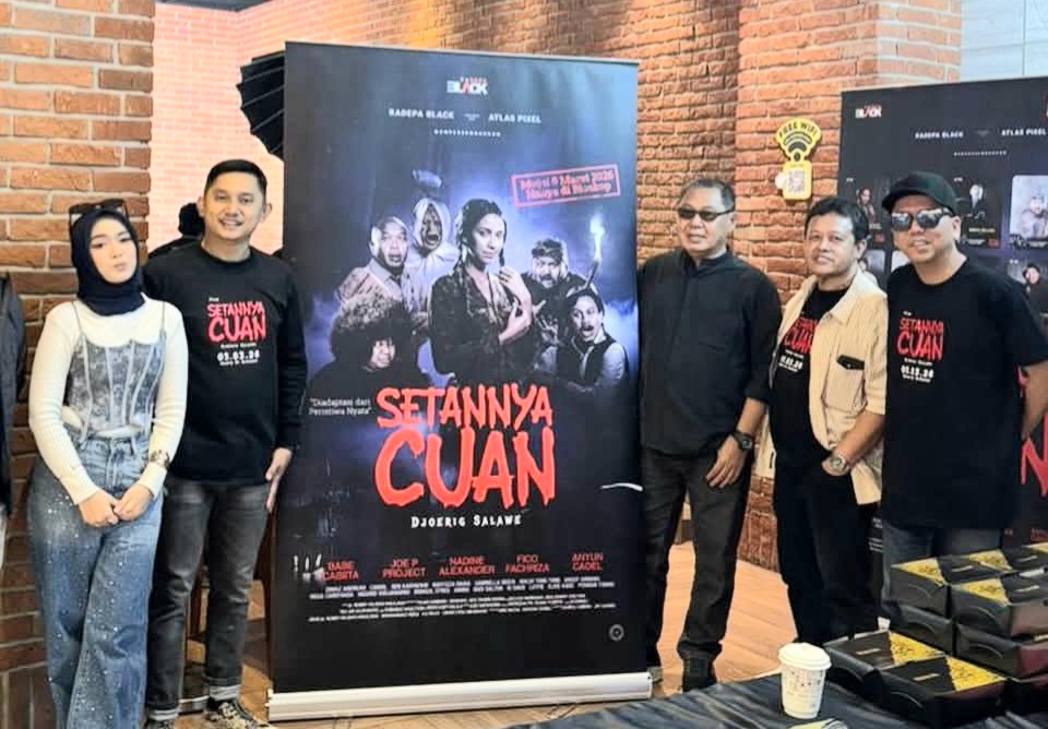 Peluncuran poster film, trailer dan Original Sound Track (lagu) film Setannya Cuan di CGV FX Senayan, Jakarta, Jumat (23/1/2026). (Foto - Kojek Rapper Betawi)