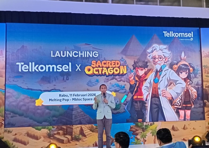 Peluncuran Paket Bundling Telkomsel x Sacred Octagon, layanan edu-games berbasis AI di M-Bloc Space, Jakarta Selatan, Rabu (11/2/2026).
