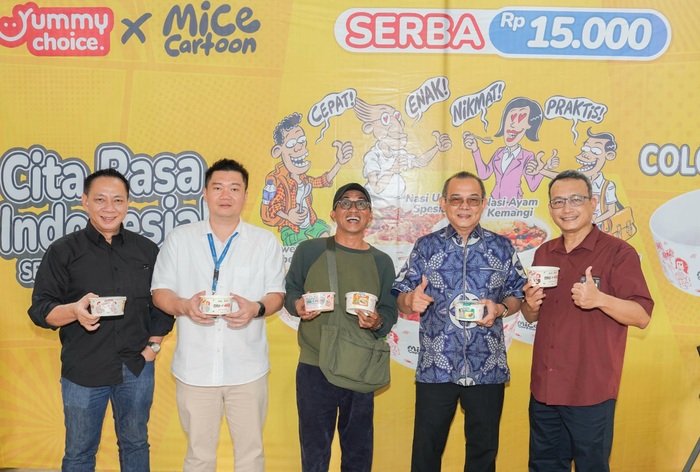 Peluncuran desain kemasan terbaru untuk varian Bento Cup SERBU (Serba Lima Belas Ribu) di Jakarta, Rabu (11/2/2026). (Foto - Indomaret)