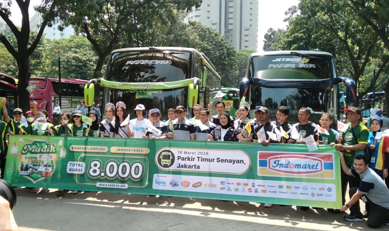 Pelepasan Mudik Bareng Indomaret 2026 di Parkir Timur Senayan, Jakarta Pusat, Rabu (18/3/2026). (Foto - Ian)