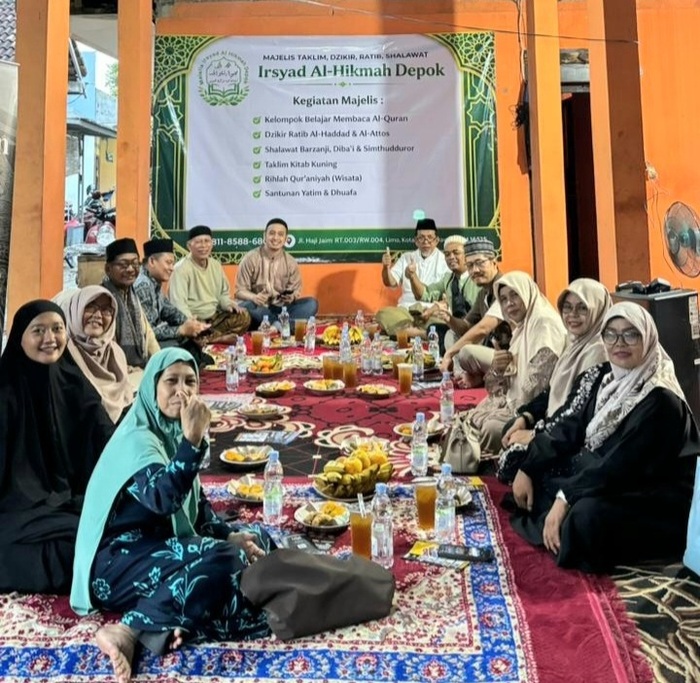Acara Berbagi Berkah Ramadhan 1447 H yang digelar di Sekretariat Majelis Taklim Irsyād Al-Hikmah, Jl. Haji Jaim, Kelurahan Limo, Kota Depok, Sabtu (7/3/2026).